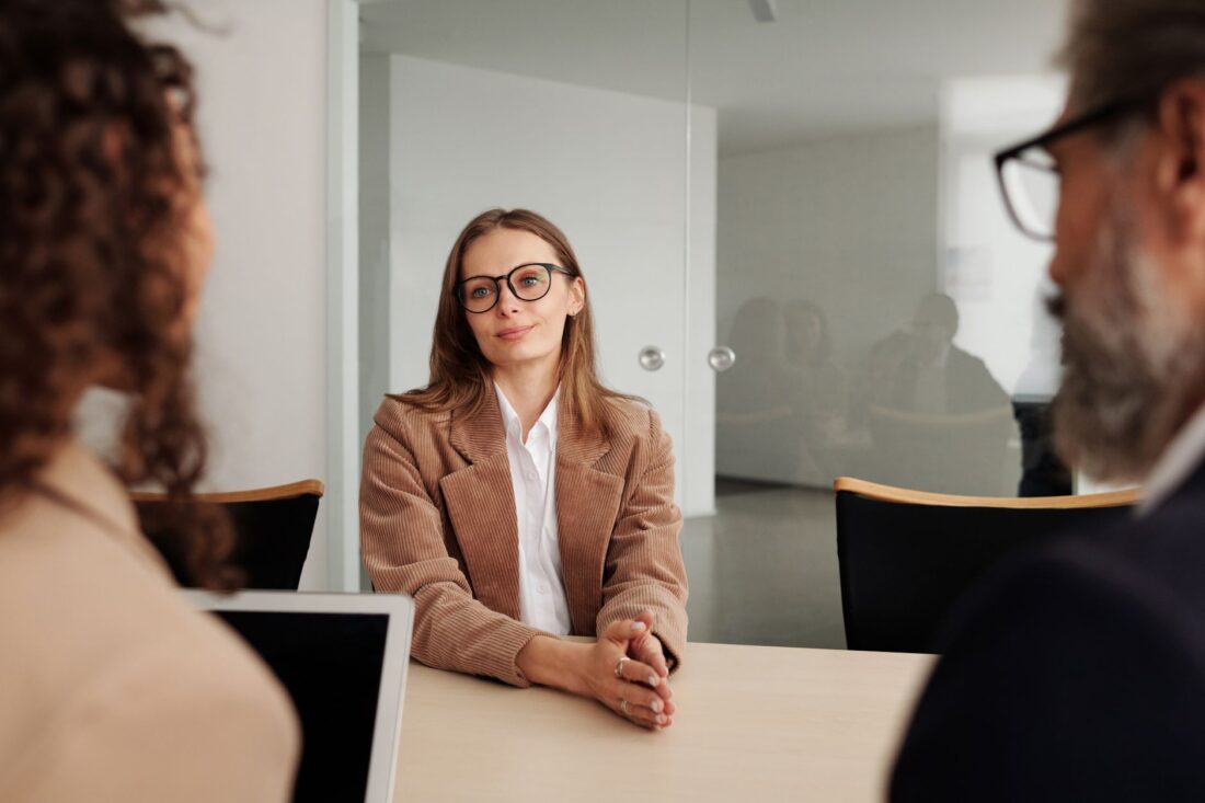 Job candidate attending an interview in a modern office