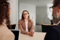 Job candidate attending an interview in a modern office