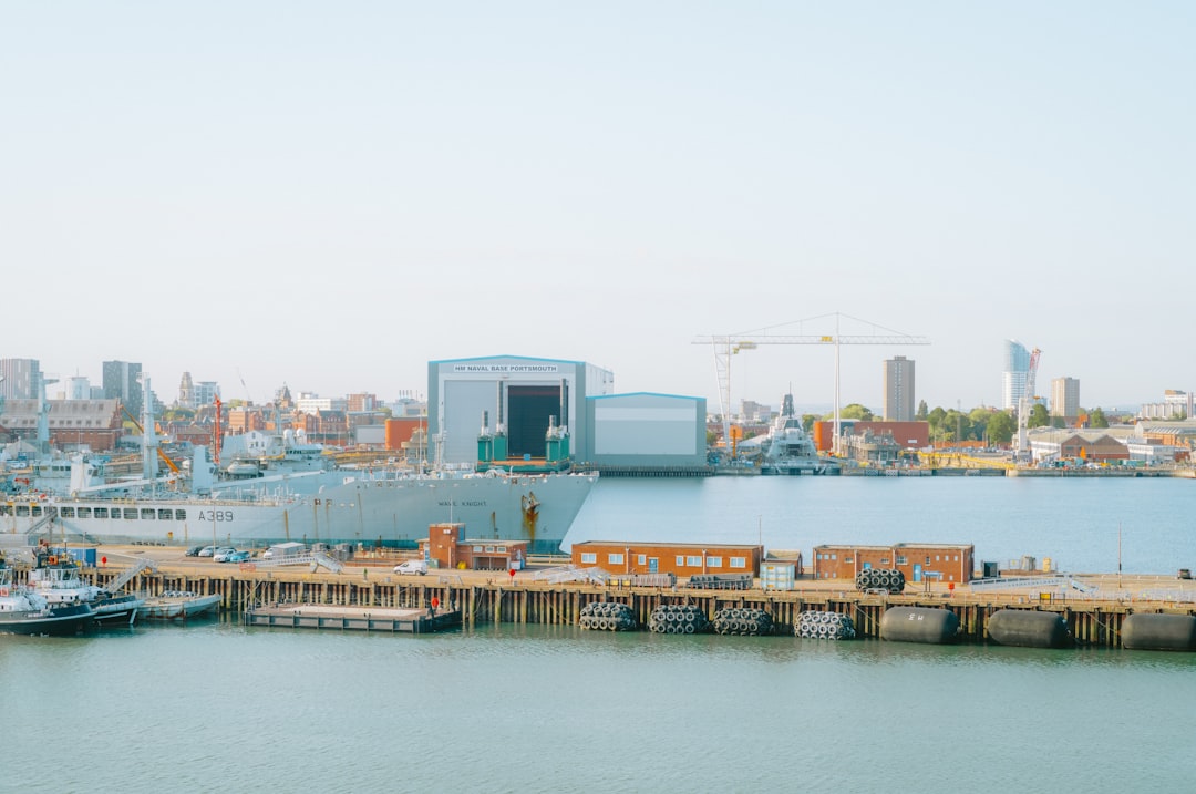 Shipping containers at a busy British port